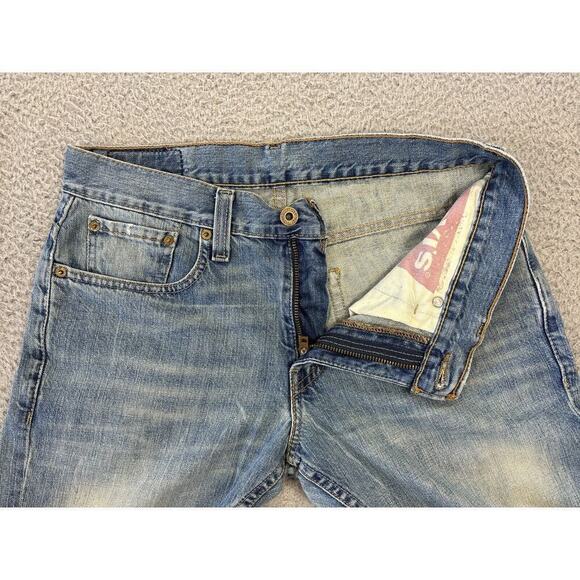 Levis 511 Jeans Mens Size 32x31 (32x32.5) Denim Straight Leather Patches Raw Hem - Picture 4 of 11